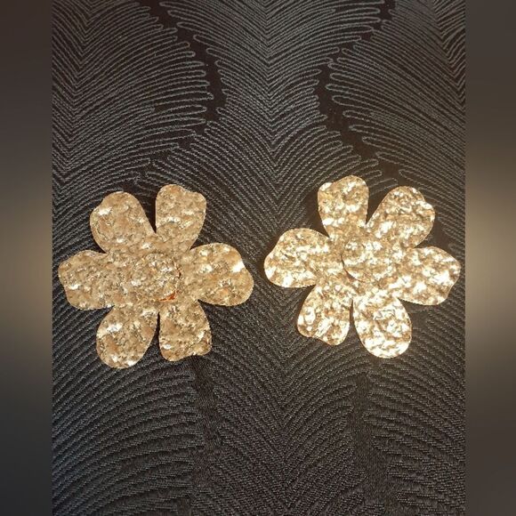 Zara Nwot Goldtone Floral Maxi Statement Earrings - Picture 10 of 12